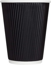 12 oz Ripple Insulated Coffee Cup 500 Count Black Disposable Paper Hot Cup