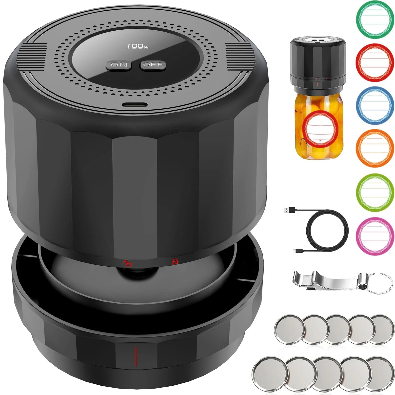 UNERVER M11 MASON JAR VACUUM SEALER ELECTRIC MASON JAR VACUUM SEALER - BLACK