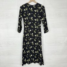 Reformation Floral Print Midi Dress Size 2 Black Floral Long Sleeve Cocktail