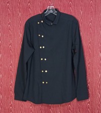 D FREE Chef Black Long Sleeve Collared Button Up Shirt Cook Chef