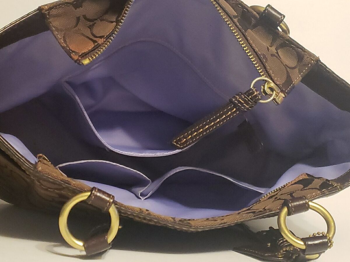 Coach Signature Gallery Tote EUC Silk Purple Lining No Coach Signature Gallery Tote EUC Silk Purple Lining No