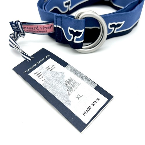 NWT VINEYARD VINES Size XL 41" Boy's Blue WHALE LINE D-Ring Belt - Picture 2 of 3