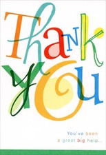 Colorful THANK YOU Card, You've Been A Big Help by American Greetings + Envelope