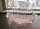 Pink Bowl Vintage Depression Glass Wavy Ruffled Edge - 6.5"