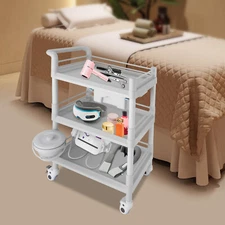 3Tier Beauty Instrument Cart Beauty Salon Cart Rolling Tool Cart Trolley w/Wheel