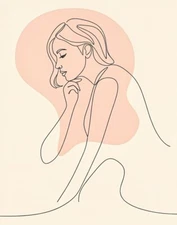 Digital Minimalist Line Art Woman Portrait - Modern Abstract Wall Art Print