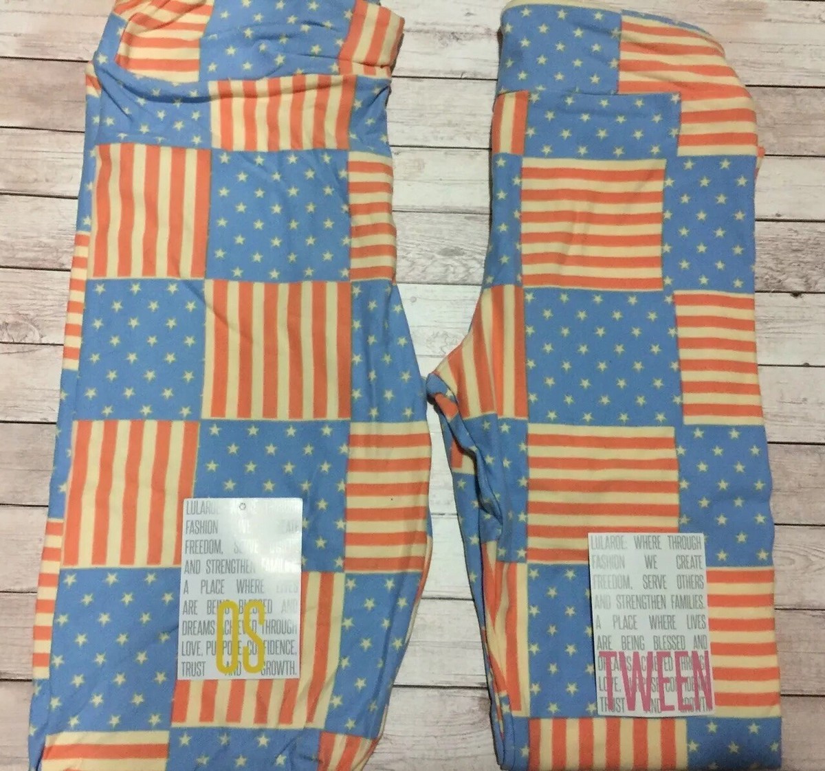 LULAROE Americana Leggings OS Stars on Blue