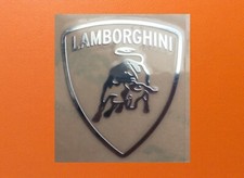 1 pcs Sticker for Lamborghini Skylake Silver Chrome Logo Decal Badge 27mmx30mm