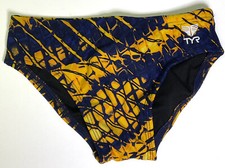 NWT TYR Youth Boy Plexus All Over Racer Compression Swim Briefs Navy Gold Sz 24