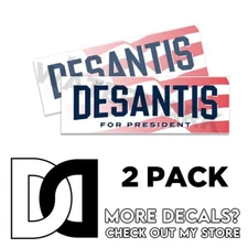 DeSantis For President 2024 9x3 Stickers Decals USA Red on White 9x3 2 Pack
