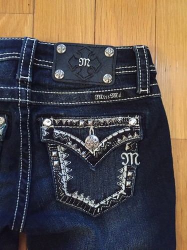Girls NWT MISS ME Denim Jean Capris Style Tribe Border JK6389P2 Size 8 Free Ship - Picture 7 of 8