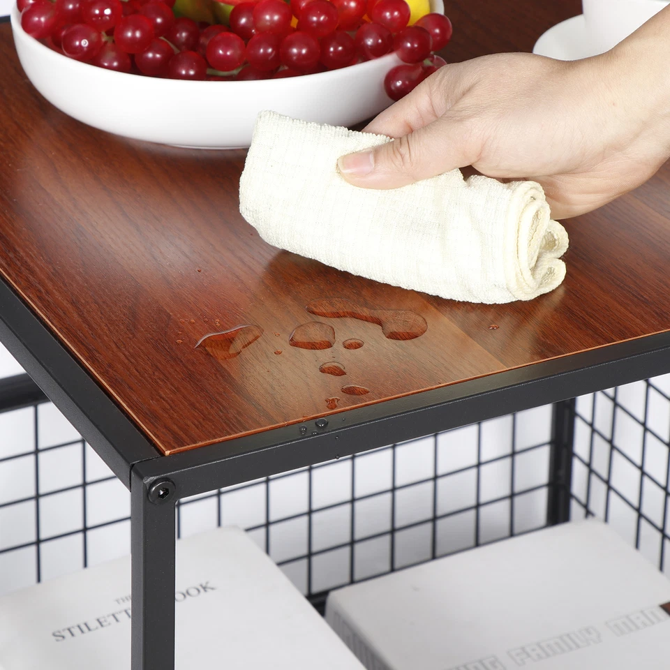 20Inch Square End Table Side Table with Storage Basket Easy Assembly Metal Frame - Image 4 of 4