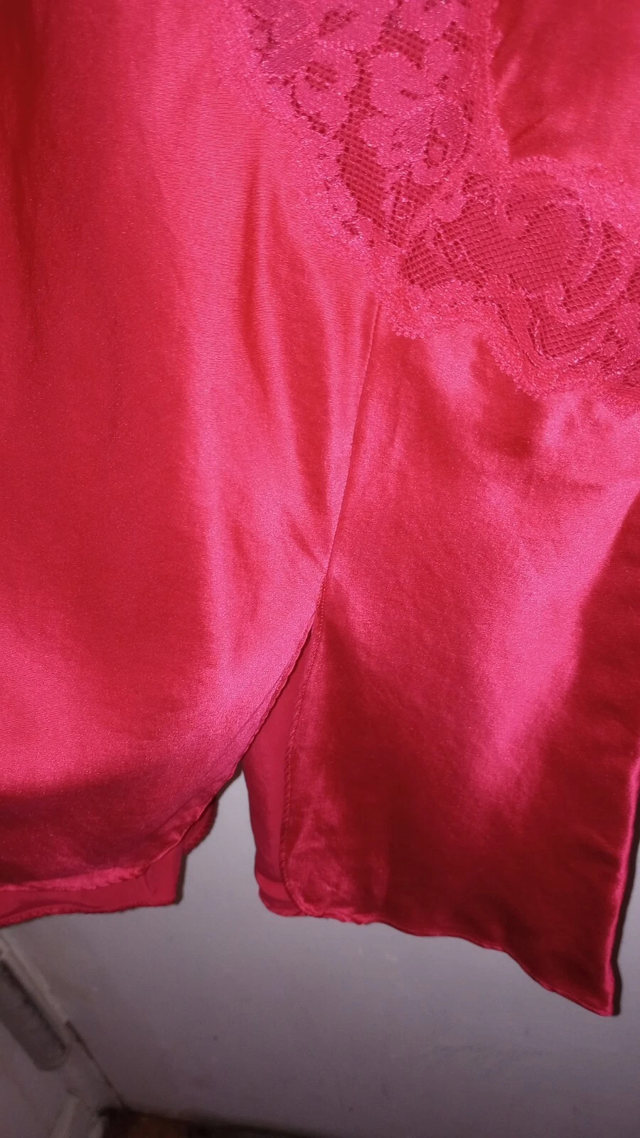 UNDERCOVER Abito Vintage Victorias Secret ?% Seta Raso Rosso Pizzo Y2k Chemise Nighty XS Sexy 03