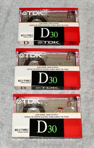 TDK  D30 - 3 Blank Cassette - Brand New - Still Sealed In Original Shrink Wrap