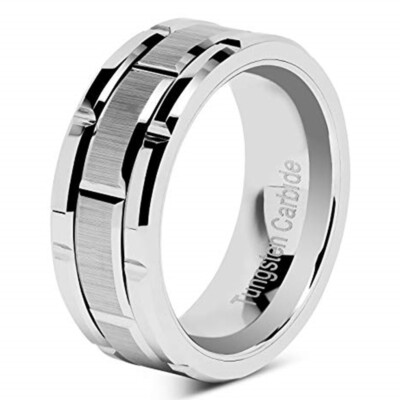 8MM Tungsten Ring for Men Engagement Ring Wedding Bands Classic Sliver