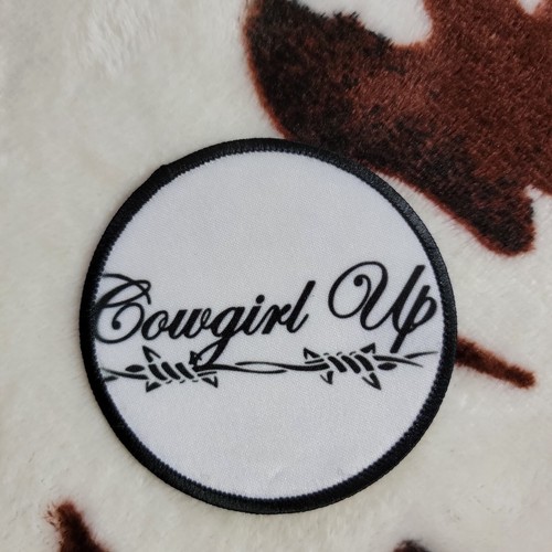 Hat Patch Cowgirl Up Sublimation DYI Fabric Patch Glue Iron On Sew - Picture 3 of 5