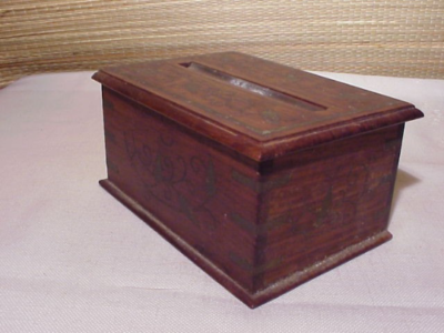 RARE Antique Arts & Crafts Art Nouveau Wood Brass Box 1900's Cigarette  Dispenser