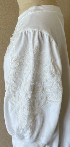 ANTHROPOLOGIE Sudadera Corta Bordada Puff Manga Corta 1X DEFECTOS TALLA GRANDE - Imagen 9 de 11