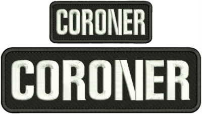 CORONER EMBROIDERY PATCH 3X10 AND 2X5 HOOK ON BACK BLK/WHITE