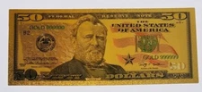 United States of America 24K Gold Foil Pressed Old Style $50 Grant