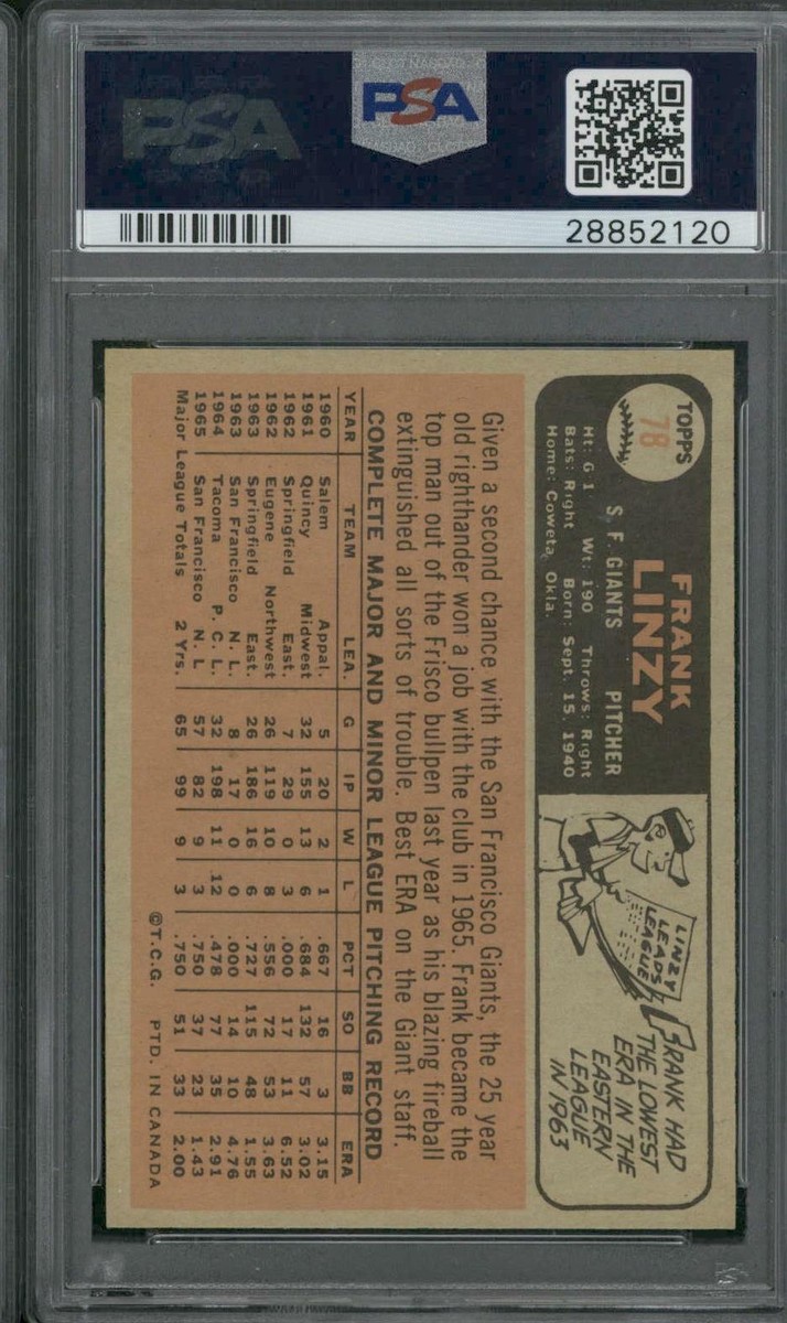 1966 OPC O-Pee-Chee #78 Frank Linzy PSA 9 | eBay