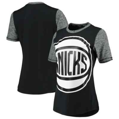 New York Knicks Black/Heathered Charcoal Made to Move Static Performance T-Shirt