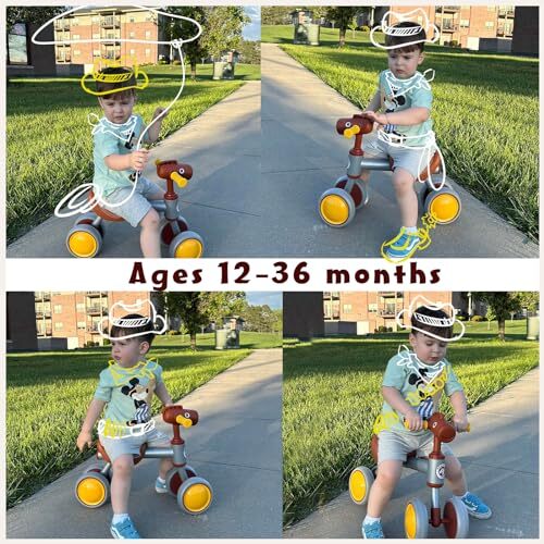 Baby Balance Bike for 1-2 Year Old Boy Girl, Balance Bike for 12-24 Brown