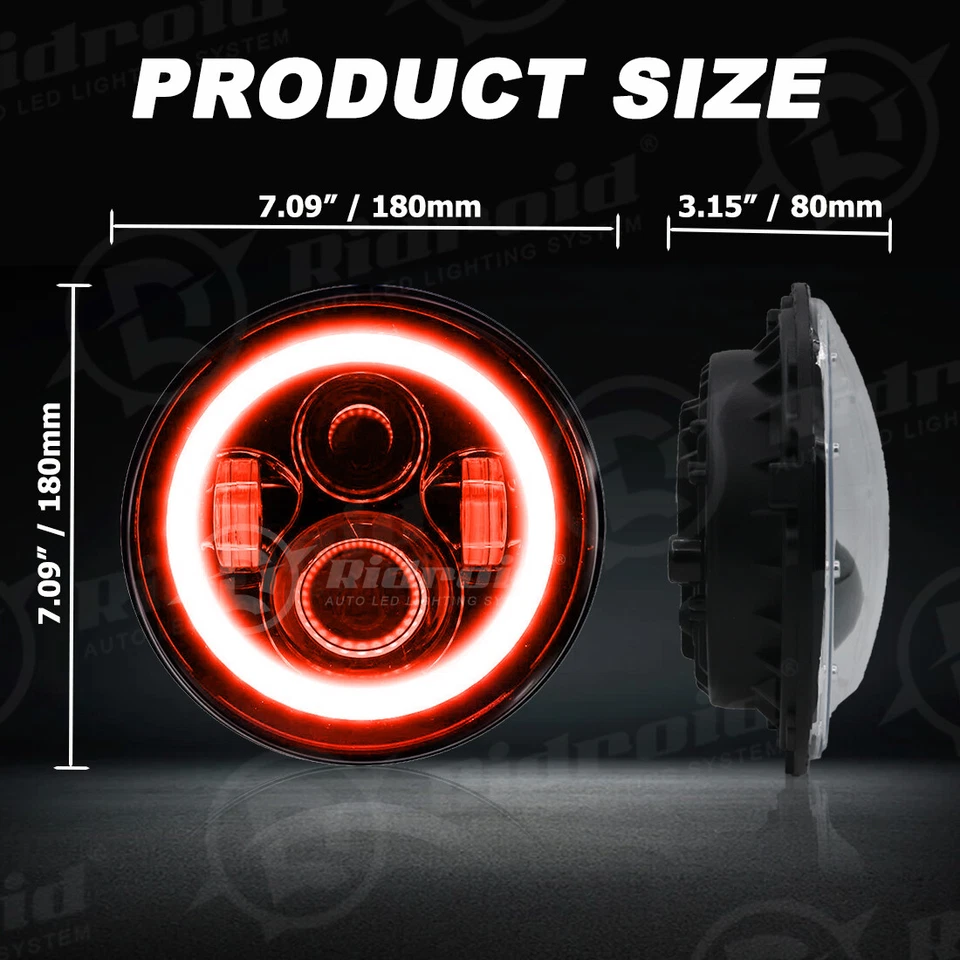 Faro LED de 7 pulgadas Halo HiLo Beam para Harley-Davidson Softail Springer FXSTS Foto 3 de 4