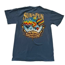 Sun n Fun Spring Break For Pilots T Shirt Men Small  Gildan Tee Blue