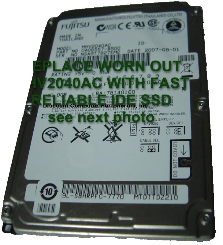 Fujitsu DMA/ATA-100 (Ultra) 2.5 in Form Factor Internal Hard Disk Drives