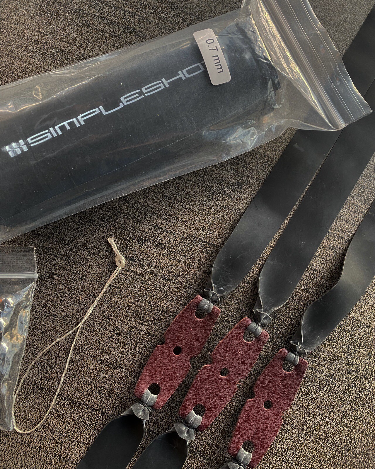 Simple Shot .70 Set Of 3 black Latex TTF Flat Slingshot Bands. 20/15mm