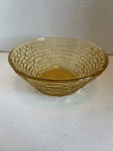 VTG Anchor Hocking Soreno Honey Gold Glass Amber Ripple Bowl Small 4.5oz
