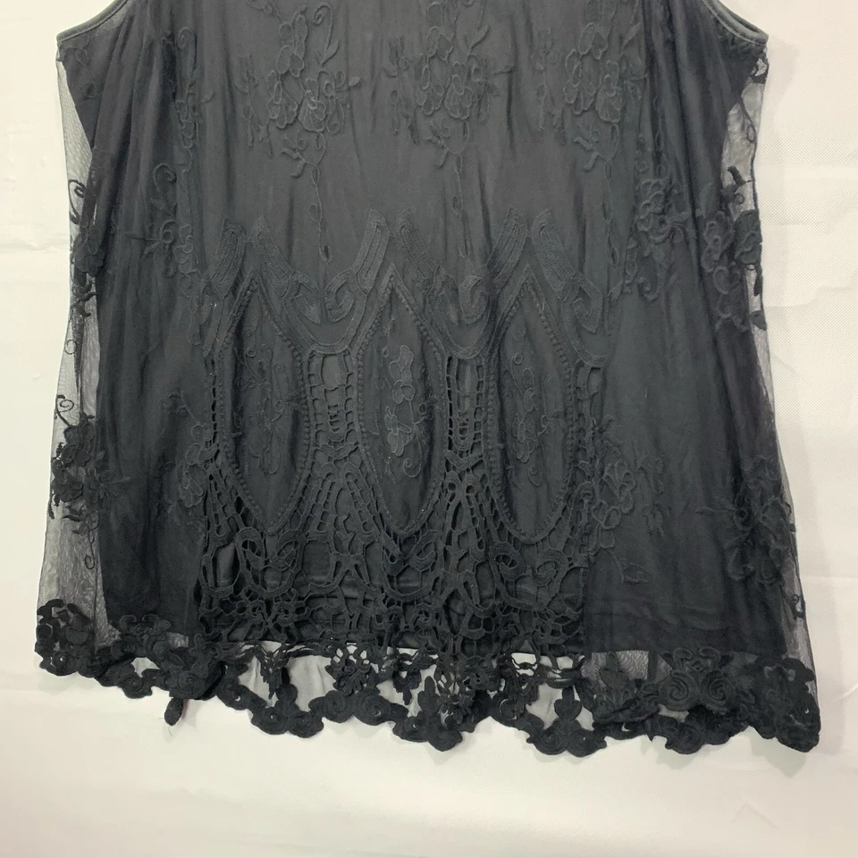 Lane Bryant Woman's Black Sleeveless Lace Overlay Pullover Top Plus Size 24 - Image 4 of 4