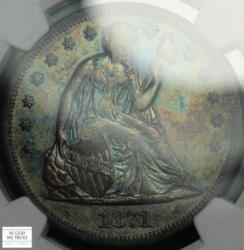 1871 Seated Liberty Silver Dollar $1 NGC XF Details - Cleaned (Toned!)