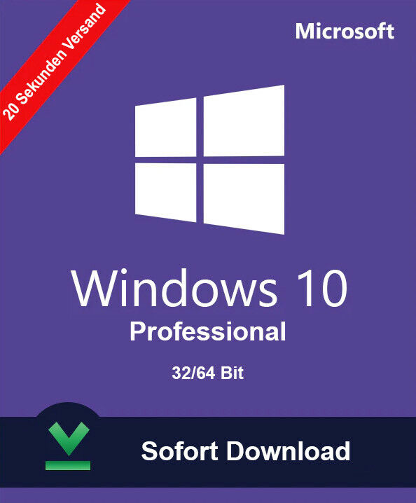 Microsoft Windows 10 Pro Professional 32/64 Bit Freischaltschlüssel Key NEU