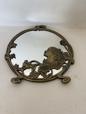 Vintage Andrea by Sadek Tischspiegel Damengesicht bronzefarben Metallgestell selten