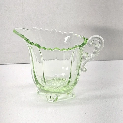 Vintage Green Depression Glass Footed  Creamer Cup