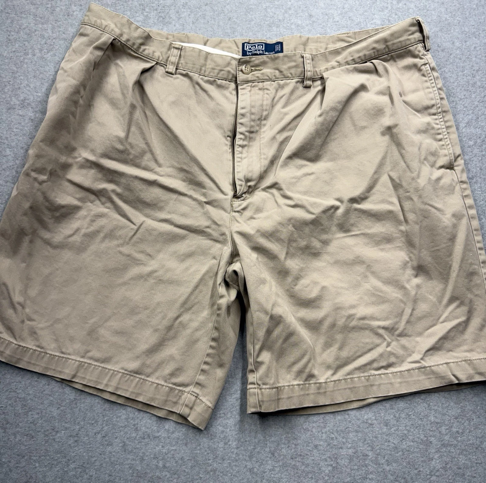 Polo Ralph Lauren Men's Chino Shorts Cotton Khaki Button Pleated Pockets Preppy