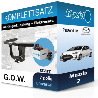 Für Mazda 2 02.2015-jetzt G.D.W. Anhängerkupplung starr + 7polig E-Satz neu