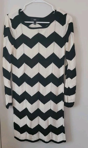 VETEMENTS Abito donna in maglia Mossimo tg. Bodycon S Nero Bianco Chevron Bordo Smerlato 2009