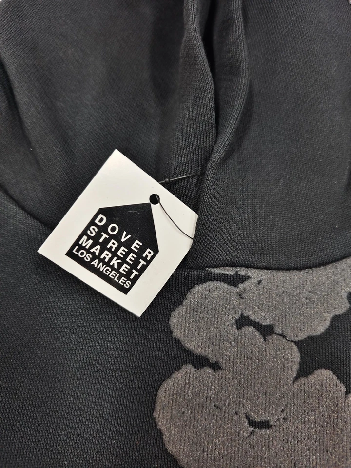 Новый джинсовой ткани слезы хлопок венок толстовка с капюшоном черный монохромный S-XL подлинный - Изображение 4 из 4