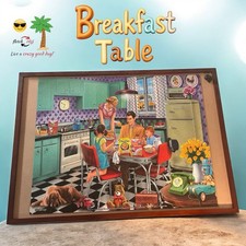 White Mountain 50's "Brealfast Table" 1000 Larger Pieces Puzzle 1 Piece Missing