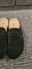Serra Black Suede Leather Clogs Mules Slides Comfort Casual Shoes Size 9M