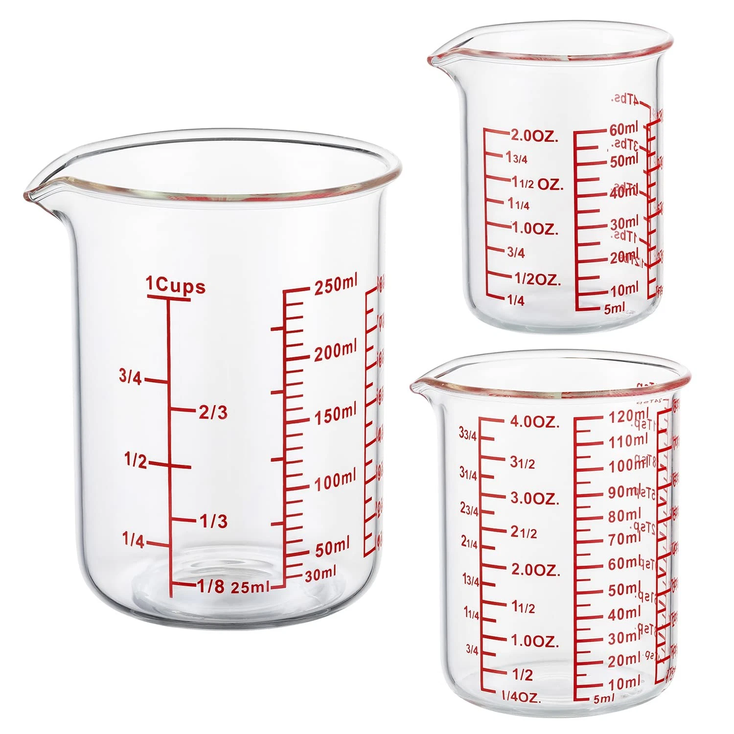 Ackers High Borosilicate Glass Measuring Cup Set with Pour Spout,60ml(2OZ),12...