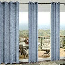 Grey Blue Curtains 84 Inch Length for Living 52"W x 84"L Pack of 2 Stone Blue