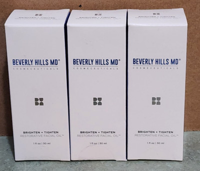 3 Beverly Hills MD Brighten + Tighten Restorative Facial Oil 1 fl oz Sealed New
