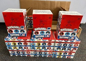 1984 Fun Foods Baseball Buttons - Case of 20 boxes (36 sealed packs in each box)