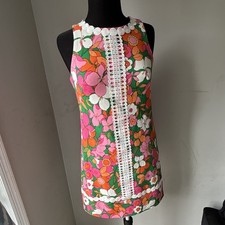 Eliza J Women's Floral Sleeveless Shift Dress Lace Accents Short, Size 2