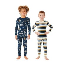 Member's Mark Boys Organic Cotton PJ's 4-Piece Dogs  Stripes Size 5 New w/Tags