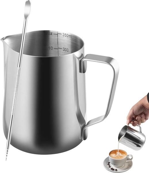 MilchkäNnchen Edelstahl 350Ml Barista ZubehöR Mit Latte Art Pen FüR Kaffee-image